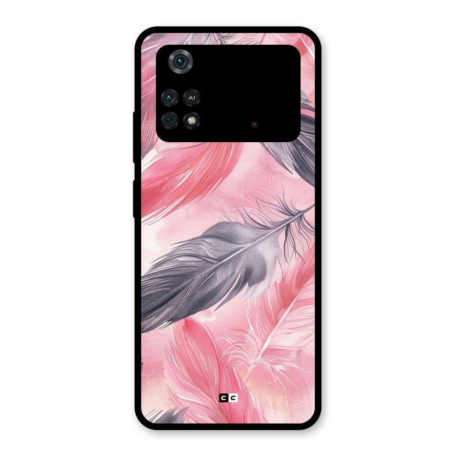 Lovely Feather Glass Back Case for Poco M4 Pro 4G