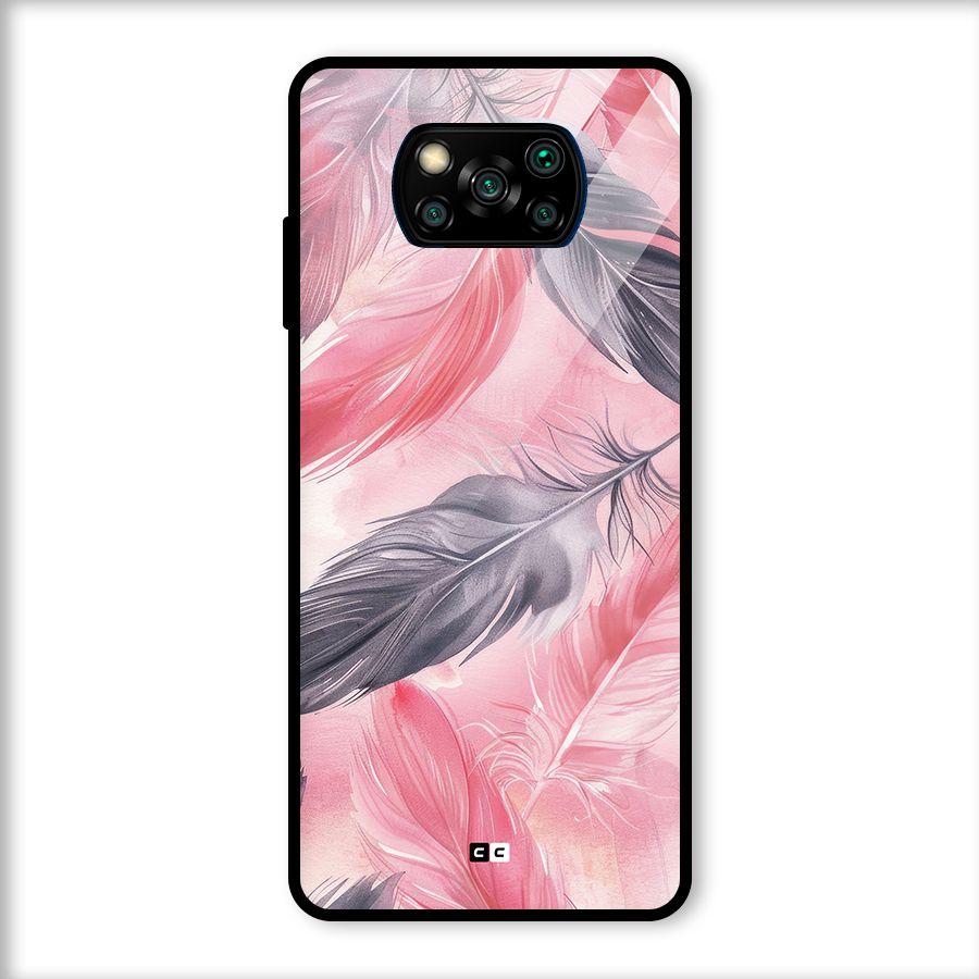 Lovely Feather Glass Back Case for Poco X3