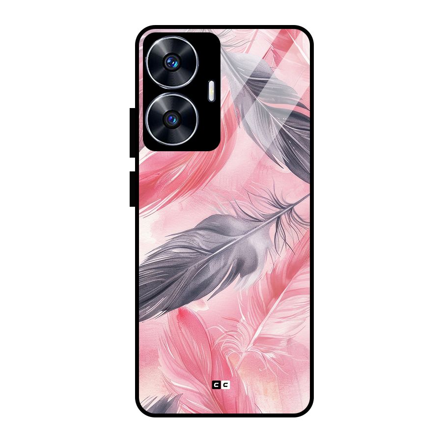 Lovely Feather Glass Back Case for Realme Narzo N55