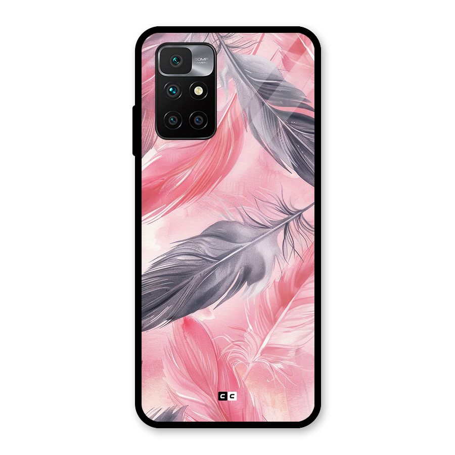Lovely Feather Glass Back Case for Redmi 10 Prime