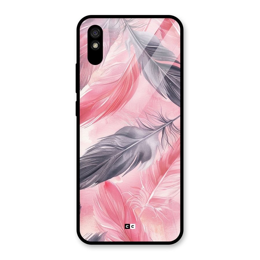 Lovely Feather Glass Back Case for Redmi 9A
