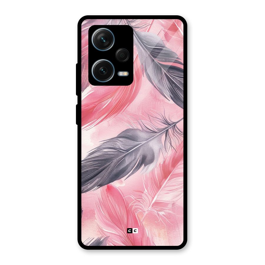 Lovely Feather Glass Back Case for Redmi Note 12 Pro Plus 5G