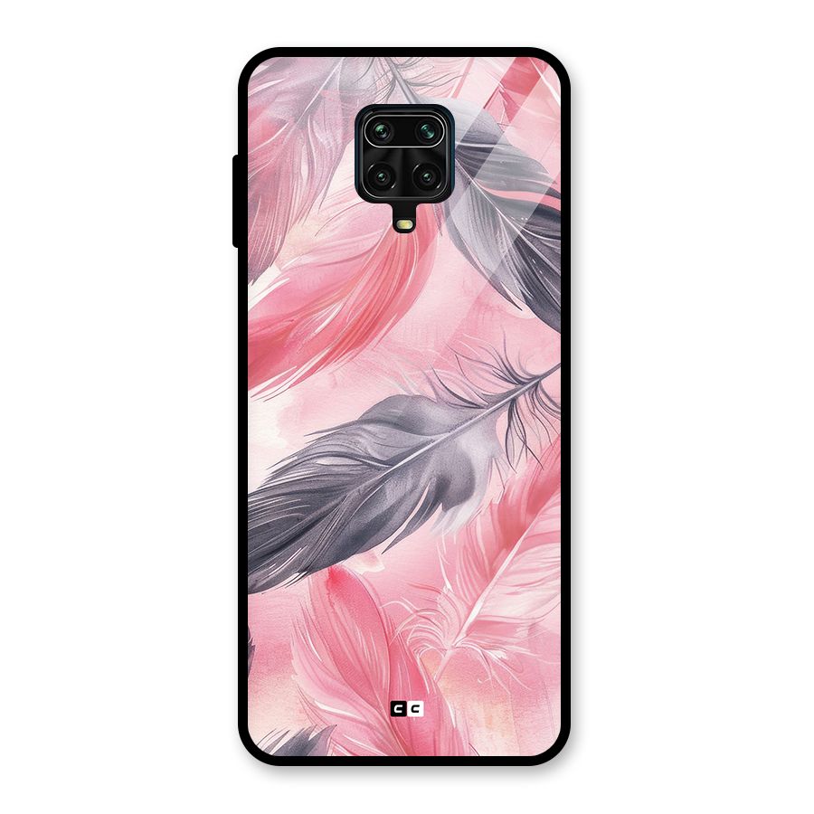 Lovely Feather Glass Back Case for Redmi Note 9 Pro