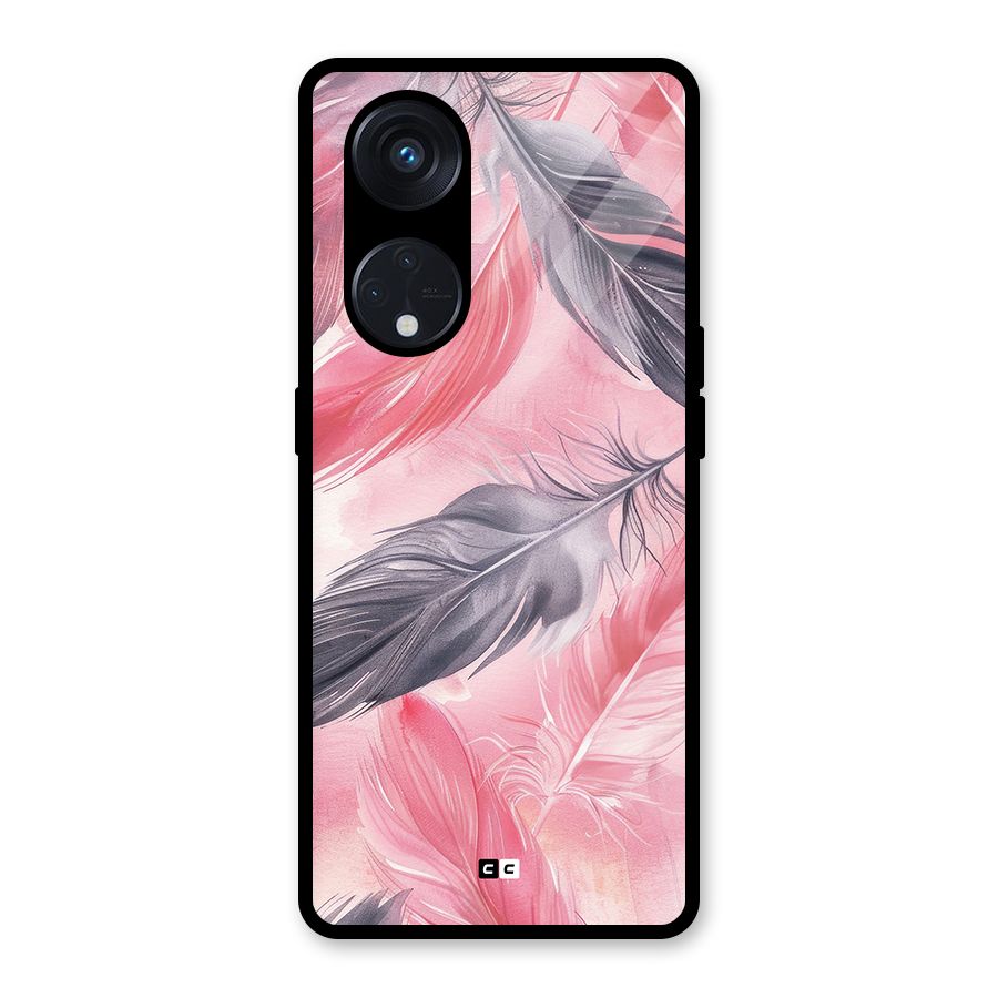 Lovely Feather Glass Back Case for Reno8 T 5G