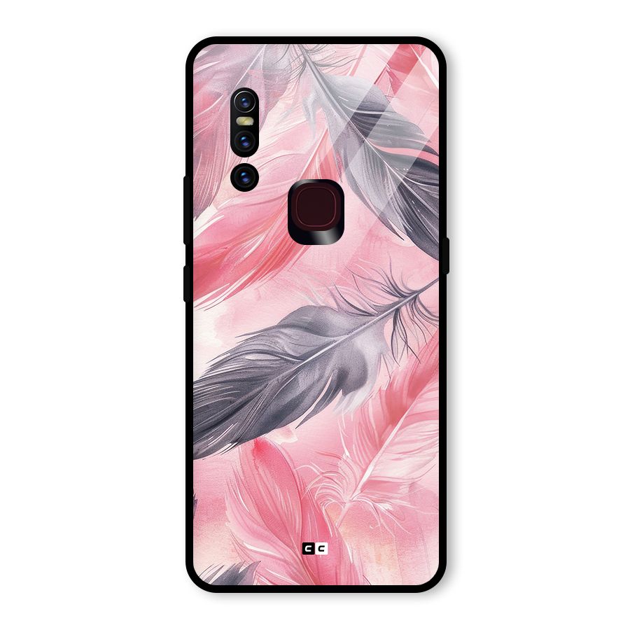 Lovely Feather Glass Back Case for Vivo V15