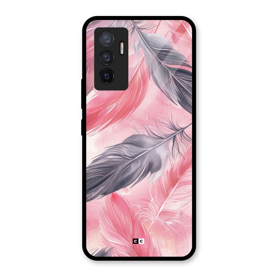 Lovely Feather Glass Back Case for Vivo V23e