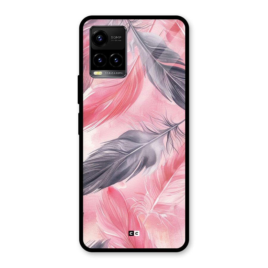 Lovely Feather Glass Back Case for Vivo Y21G