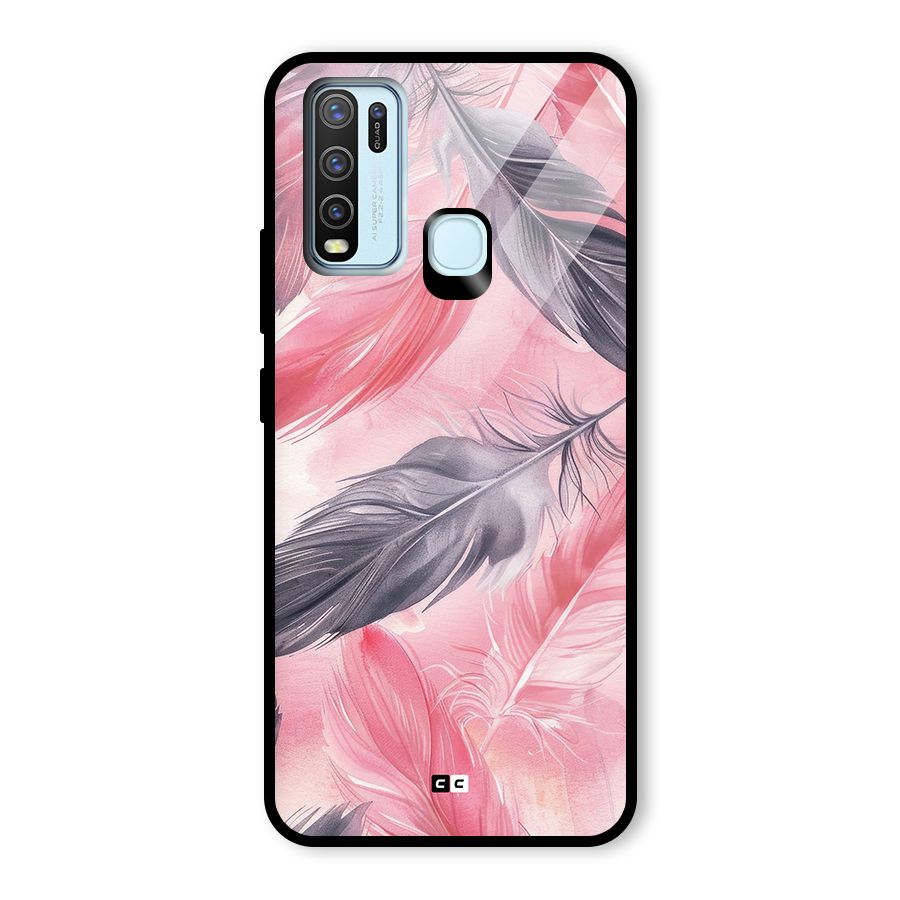 Lovely Feather Glass Back Case for Vivo Y30