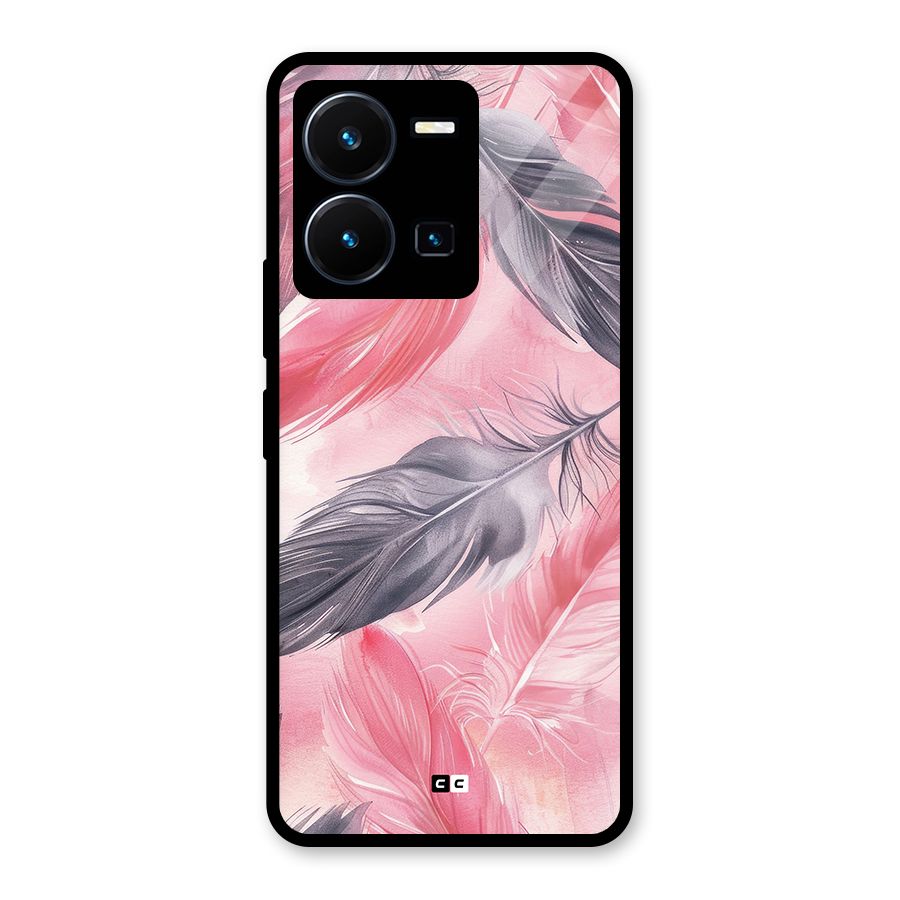 Lovely Feather Glass Back Case for Vivo Y35