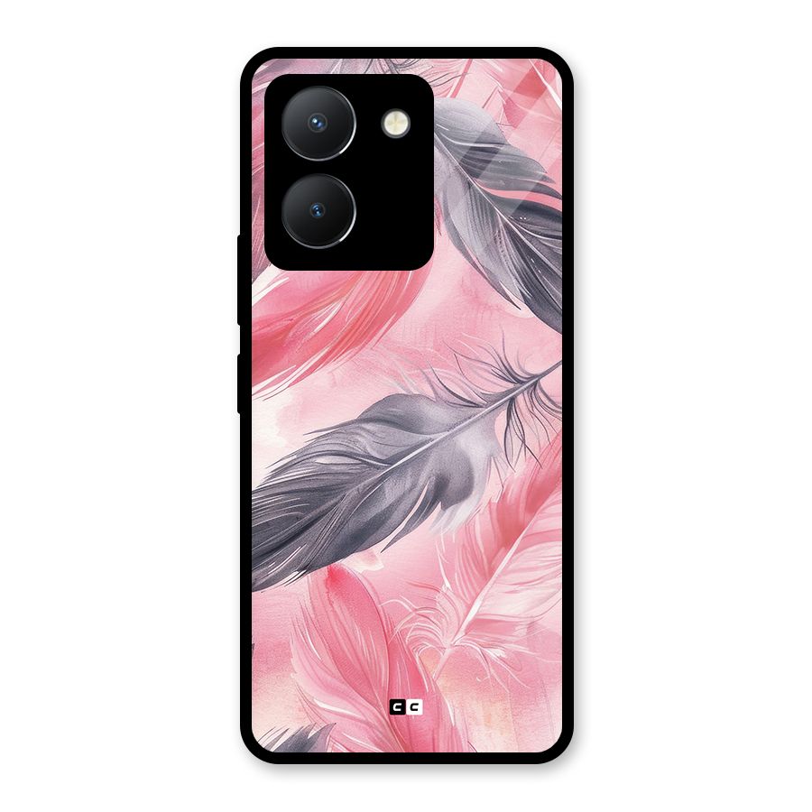 Lovely Feather Glass Back Case for Vivo Y36