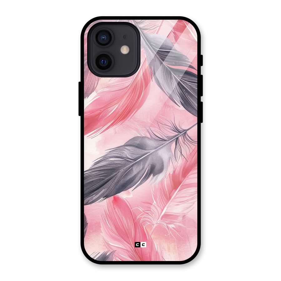 Lovely Feather Glass Back Case for iPhone 12