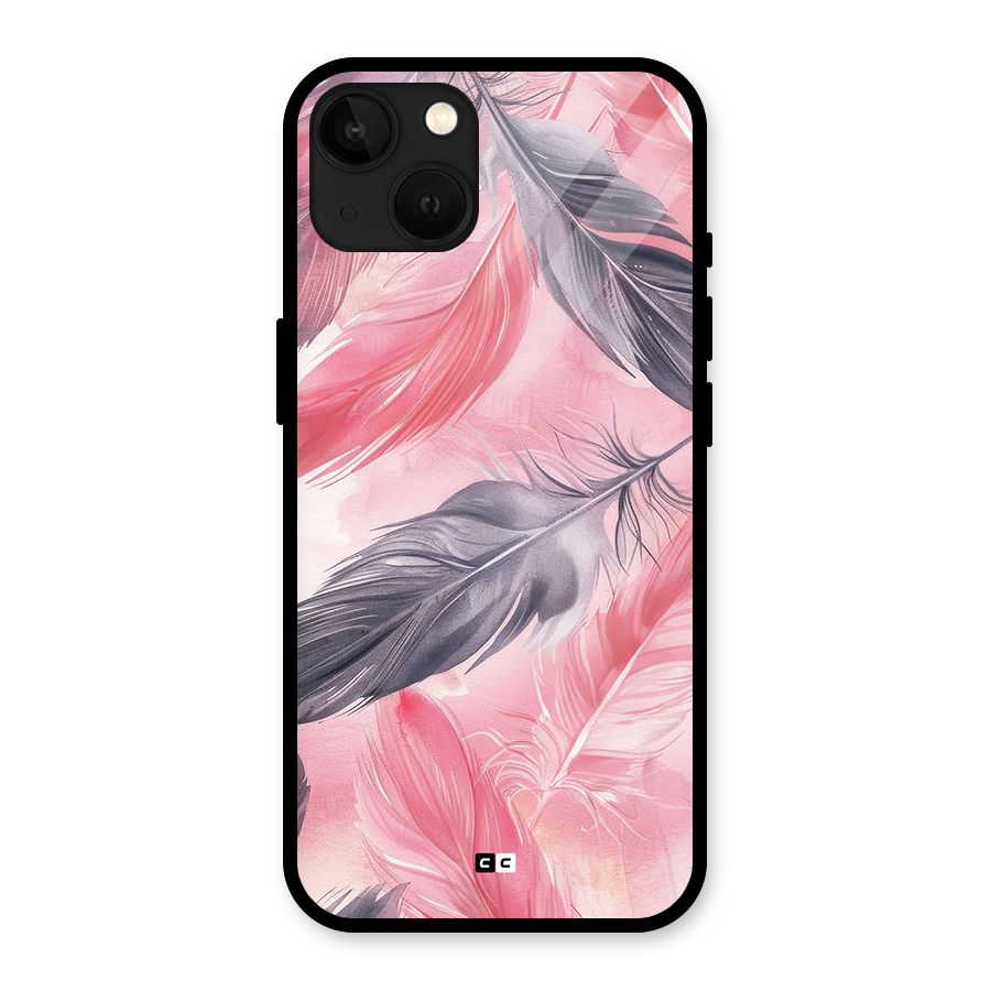 Lovely Feather Glass Back Case for iPhone 13
