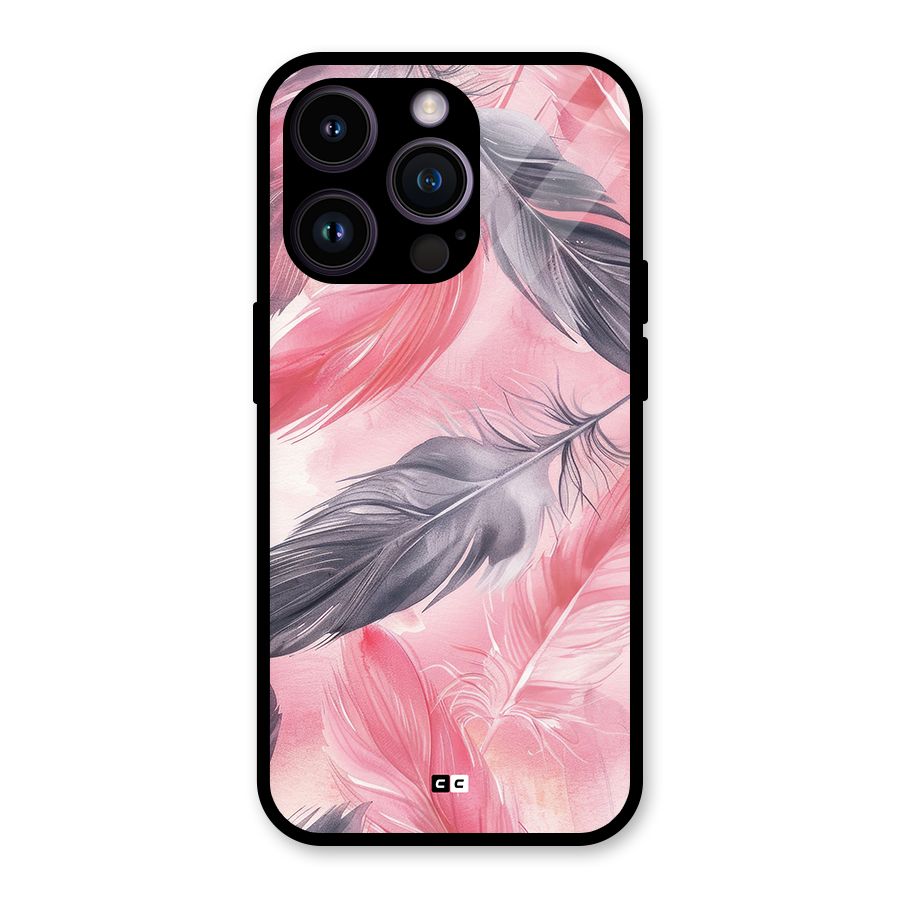 Lovely Feather Glass Back Case for iPhone 14 Pro