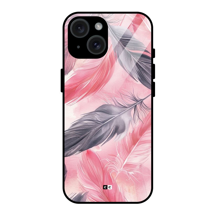 Lovely Feather Glass Back Case for iPhone 15