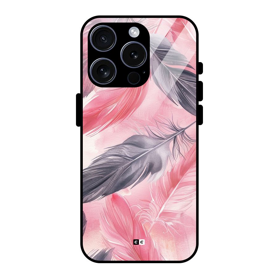 Lovely Feather Glass Back Case for iPhone 15 Pro
