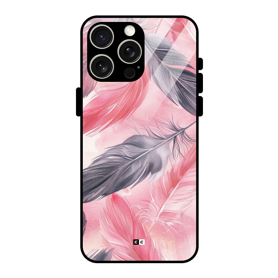 Lovely Feather Glass Back Case for iPhone 15 Pro Max