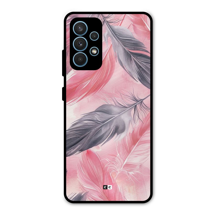 Lovely Feather Metal Back Case for Galaxy A32