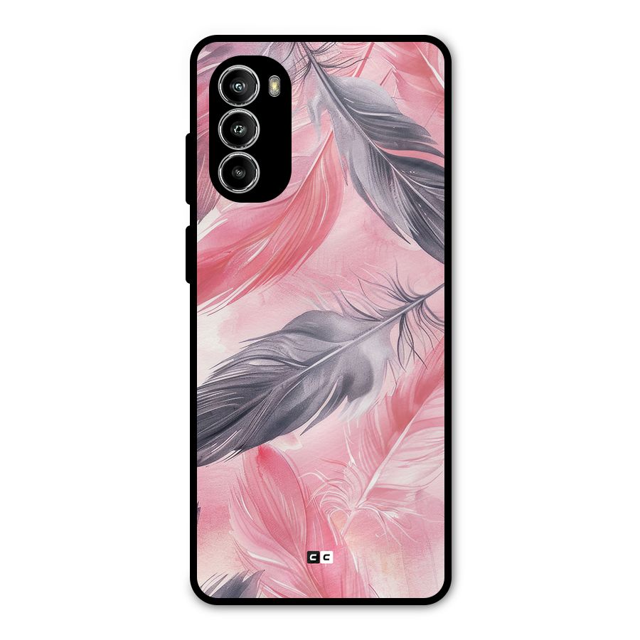 Lovely Feather Metal Back Case for Moto G82