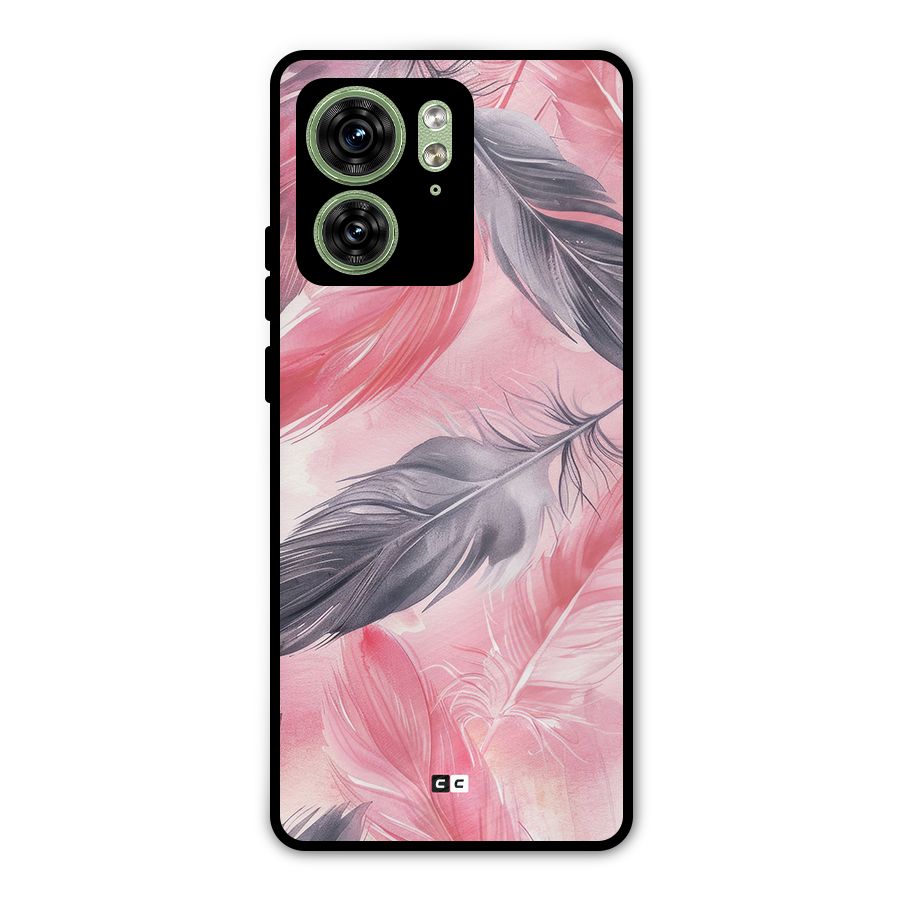 Lovely Feather Metal Back Case for Motorola Edge 40 5G