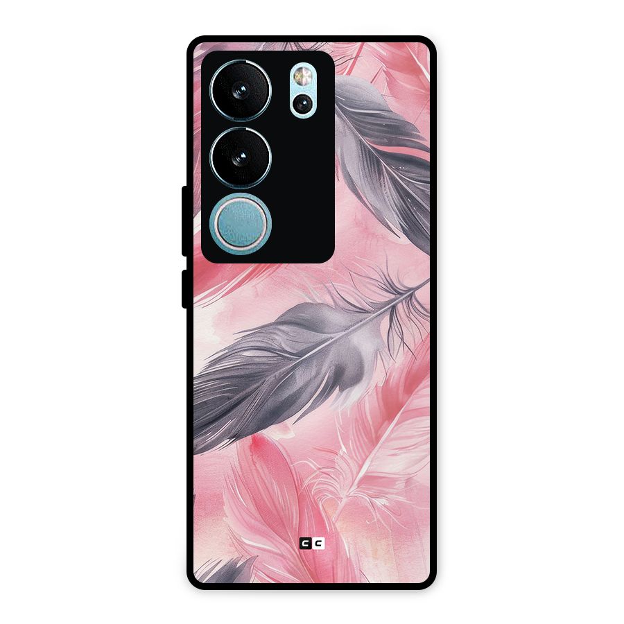 Lovely Feather Metal Back Case for Vivo V29 Pro
