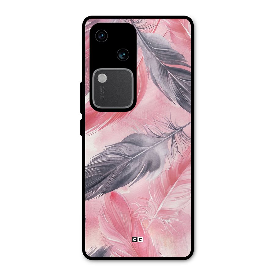 Lovely Feather Metal Back Case for Vivo V30 Pro