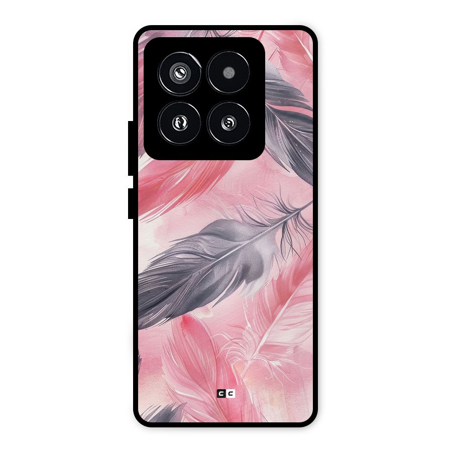 Lovely Feather Metal Back Case for Xiaomi 14 Pro