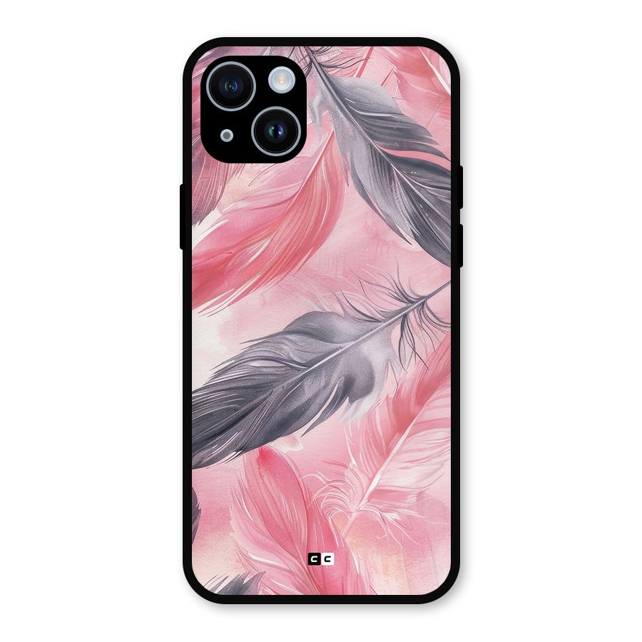 Lovely Feather Metal Back Case for iPhone 14