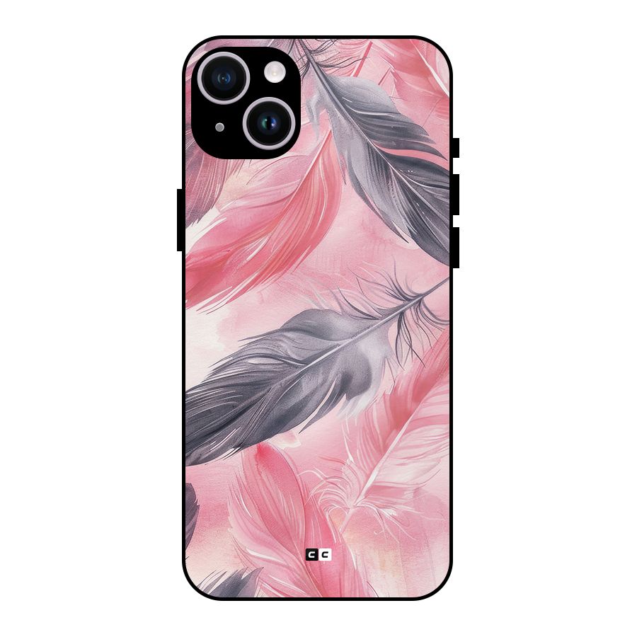 Lovely Feather Metal Back Case for iPhone 14 Plus