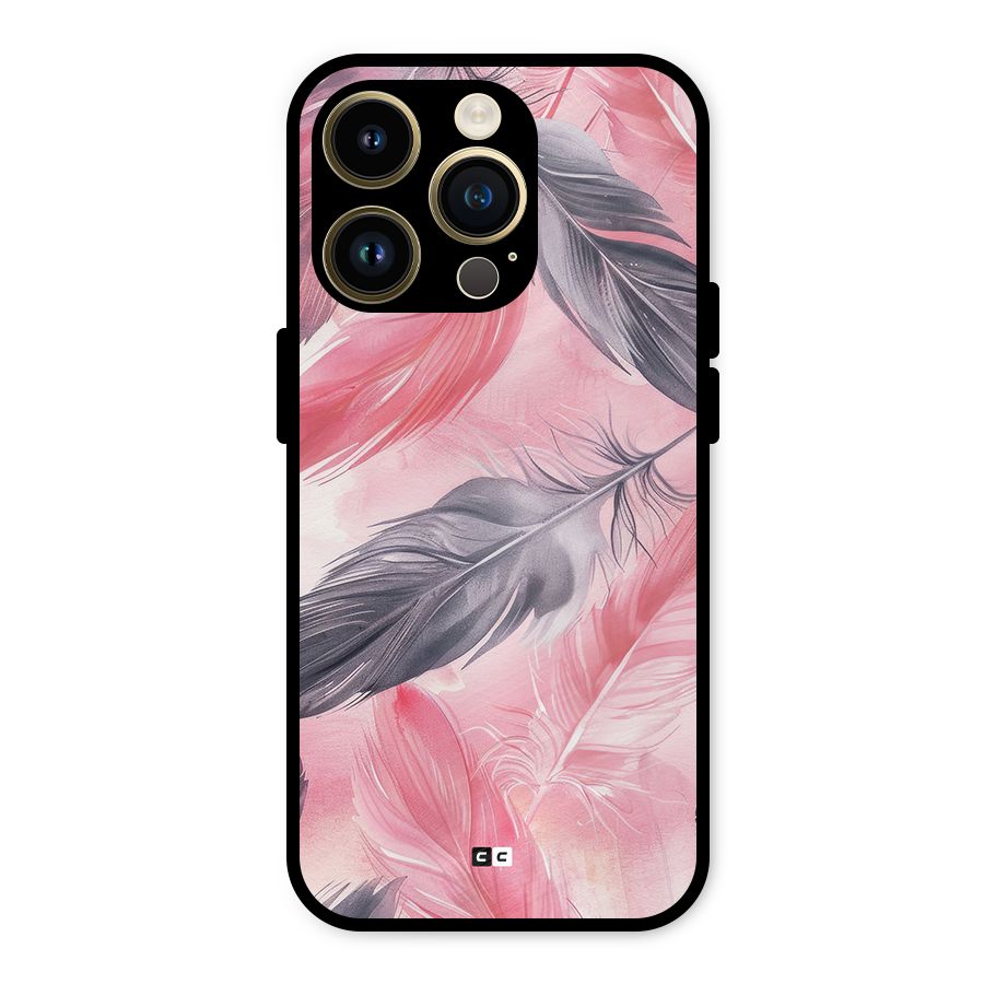 Lovely Feather Metal Back Case for iPhone 14 Pro