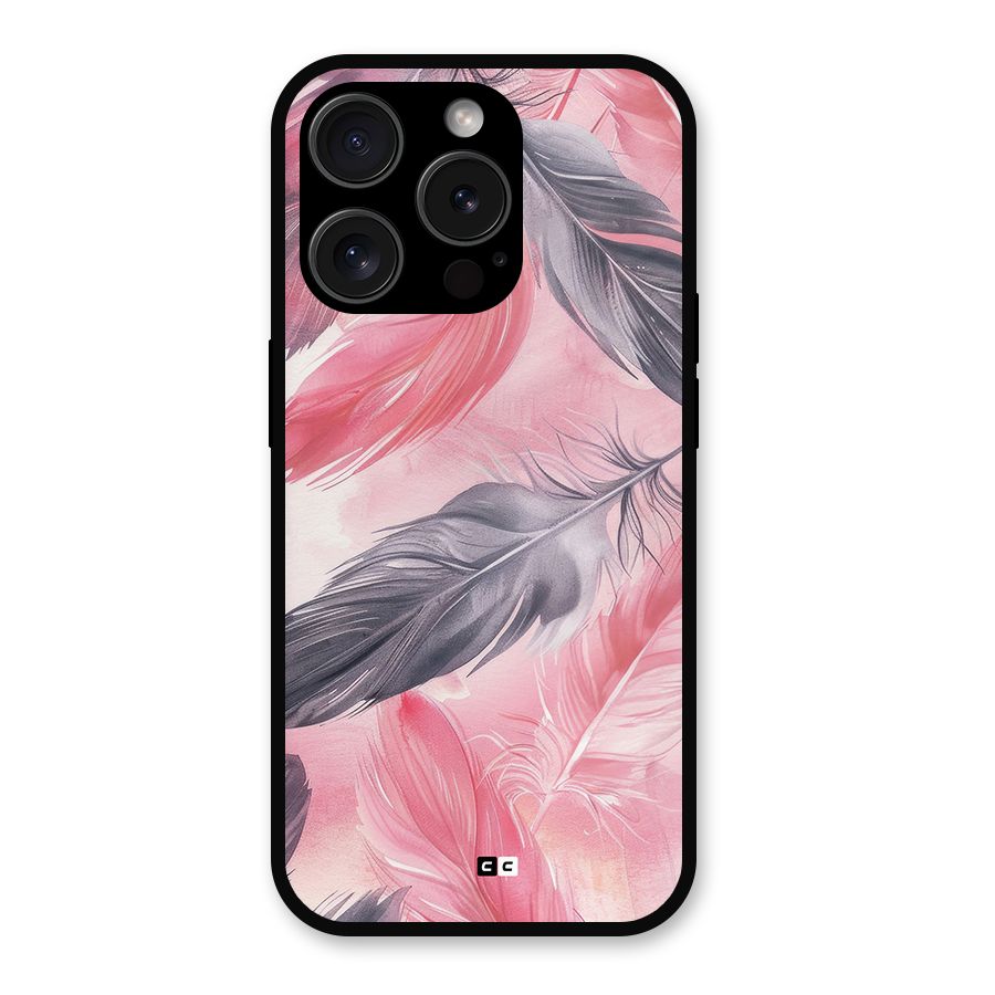 Lovely Feather Metal Back Case for iPhone 15 Pro