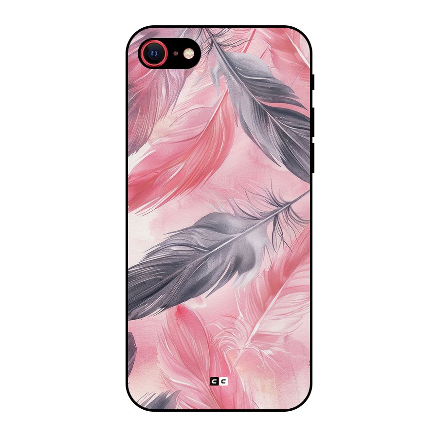 Lovely Feather Metal Back Case for iPhone SE 2022