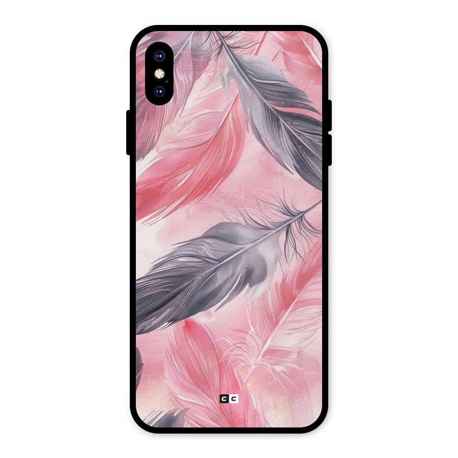 Lovely Feather Metal Back Case for iPhone XS Max