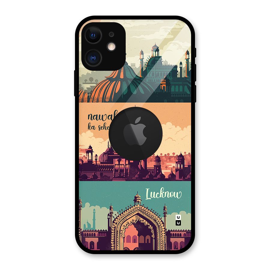 Lucknow City Glass Back Case for iPhone 11 Logo Cut