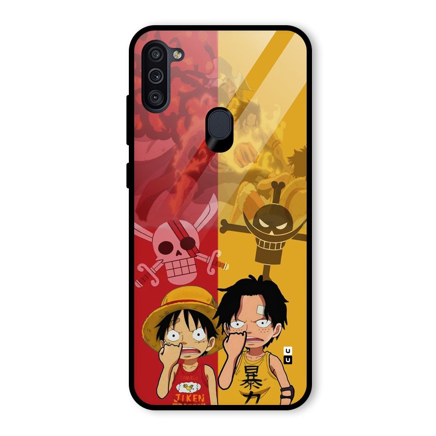 Luffy And Ace Glass Back Case for Galaxy M11