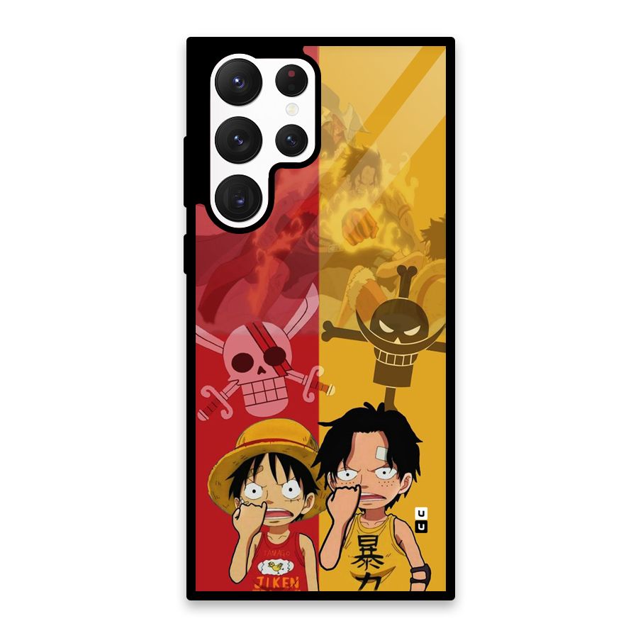 Luffy And Ace Glass Back Case for Galaxy S22 Ultra 5G
