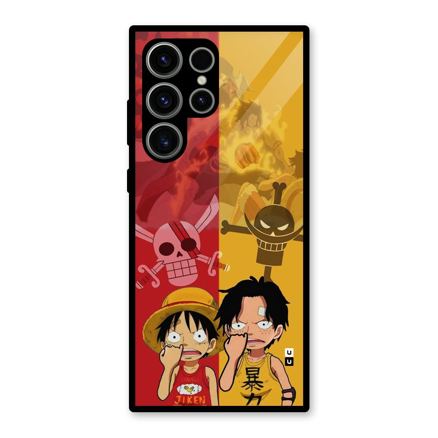 Luffy And Ace Glass Back Case for Galaxy S23 Ultra