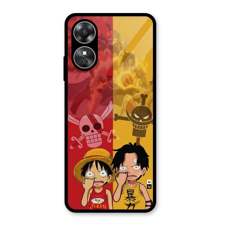 Luffy And Ace Glass Back Case for Oppo A17