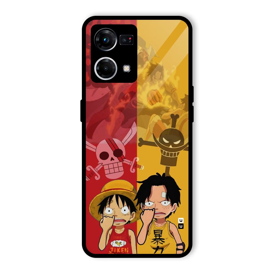 Luffy And Ace Glass Back Case for Oppo F21s Pro 4G