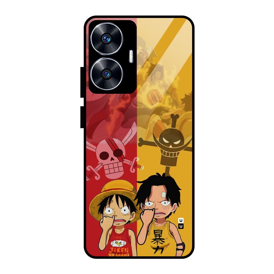 Luffy And Ace Glass Back Case for Realme Narzo N55