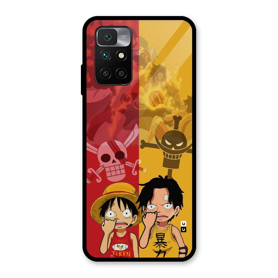 Luffy And Ace Glass Back Case for Redmi 10 Prime