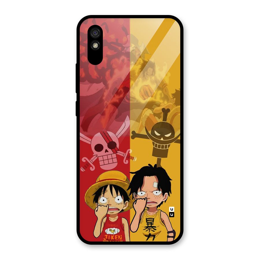 Luffy And Ace Glass Back Case for Redmi 9i