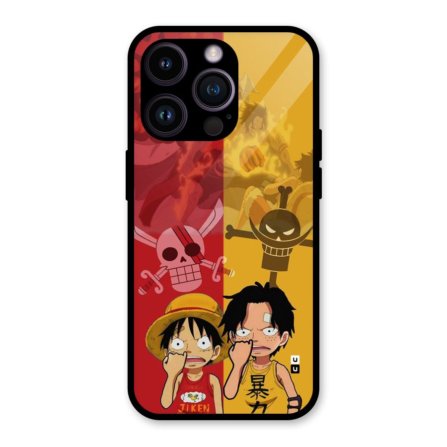 Luffy And Ace Glass Back Case for iPhone 14 Pro