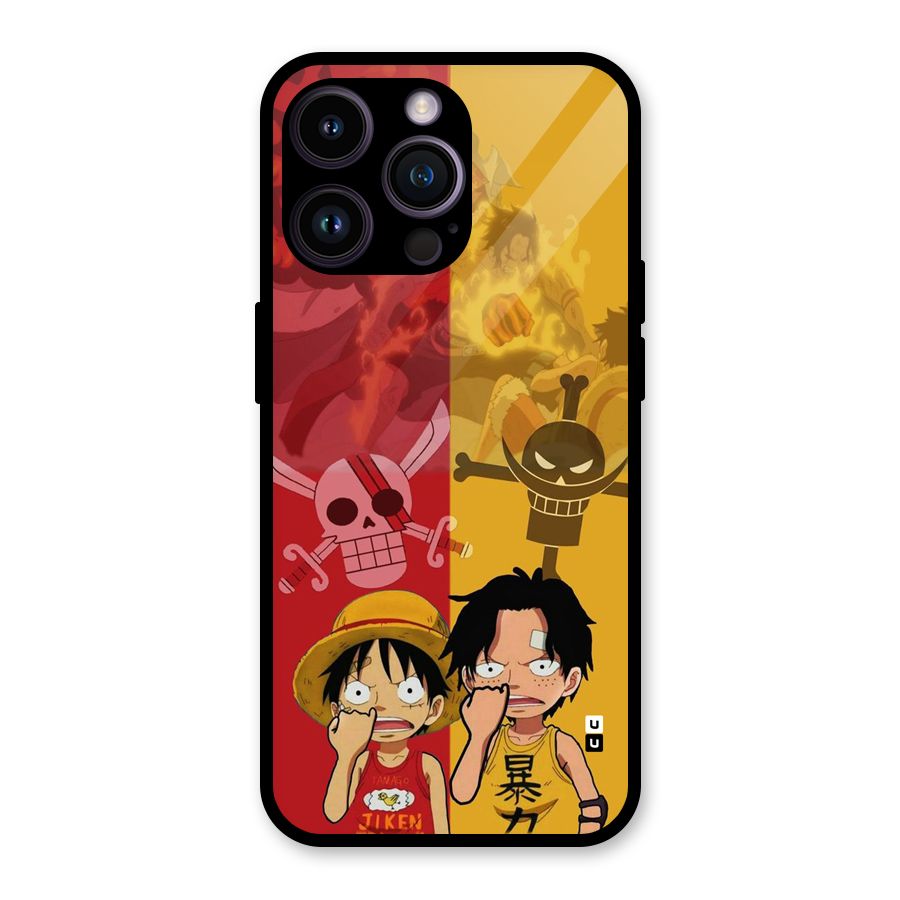 Luffy And Ace Glass Back Case for iPhone 14 Pro Max