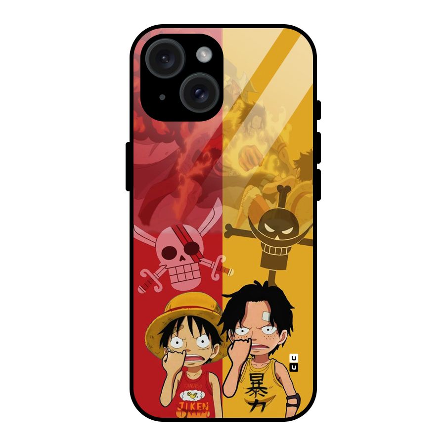 Luffy And Ace Glass Back Case for iPhone 15