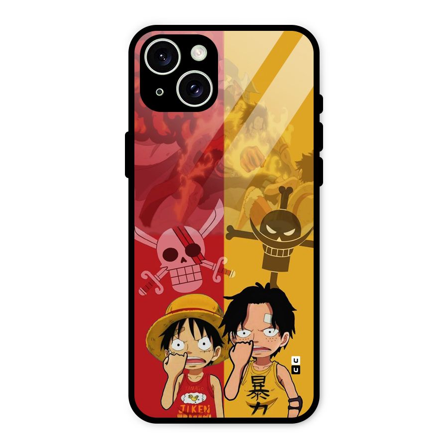 Luffy And Ace Glass Back Case for iPhone 15 Plus