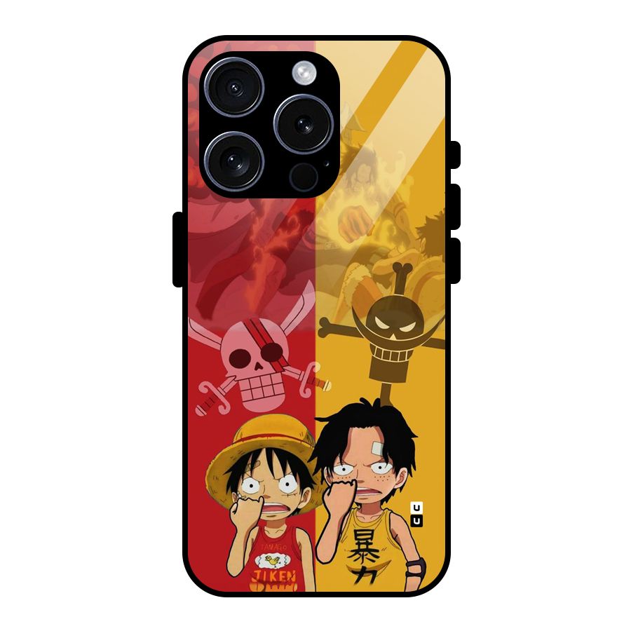 Luffy And Ace Glass Back Case for iPhone 15 Pro