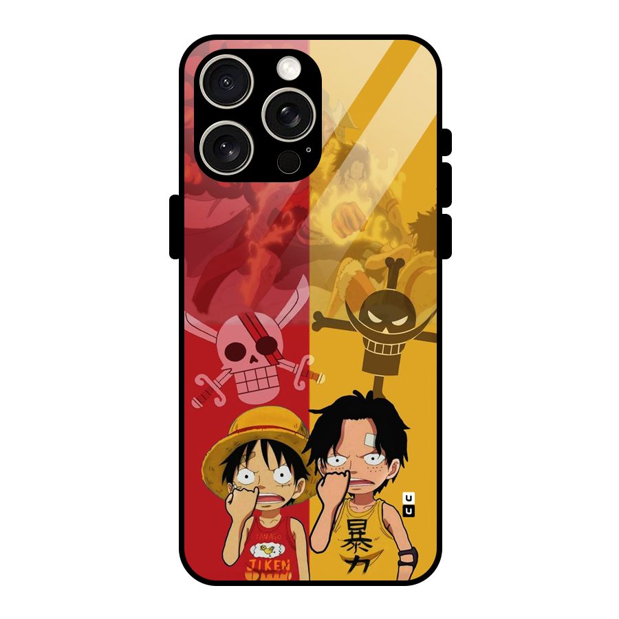 Luffy And Ace Glass Back Case for iPhone 15 Pro Max
