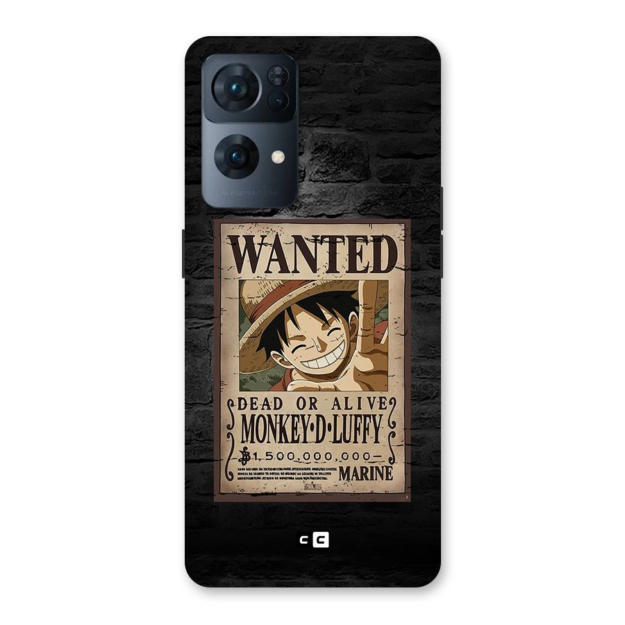 Luffy Wanted Back Case for Oppo Reno7 Pro 5G