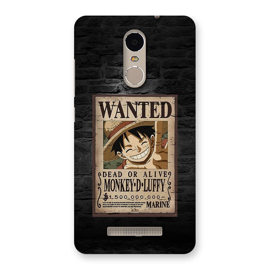 Luffy Wanted Back Case for Redmi Note 3