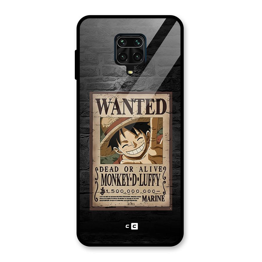 Luffy Wanted Glass Back Case for Redmi Note 9 Pro